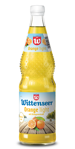 Flasche der leckeren Limonade Orange light der Wittenseer Quelle