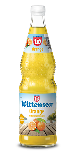Flasche der Orangenlimonade der Wittenseer Quelle