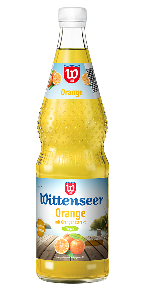 Flasche der Orangenlimonade der Wittenseer Quelle